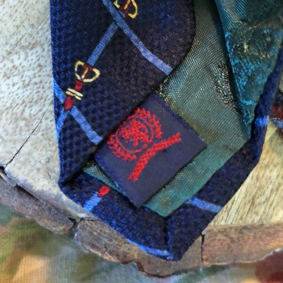 Vintage TOMMY HILFIGER 100% Silk Tie Equestrian Stars Tenniz Blue Gold USA NEW - Picture 7 of 13